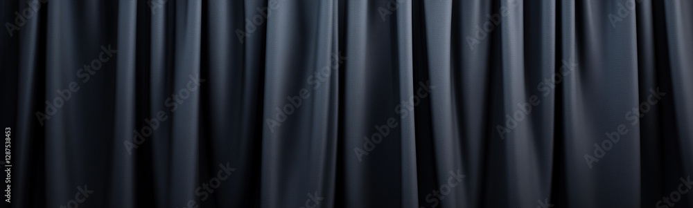 Poster elegant drapery: a close-up of dark gray curtain, perfectly captures the soft folds and flowing line