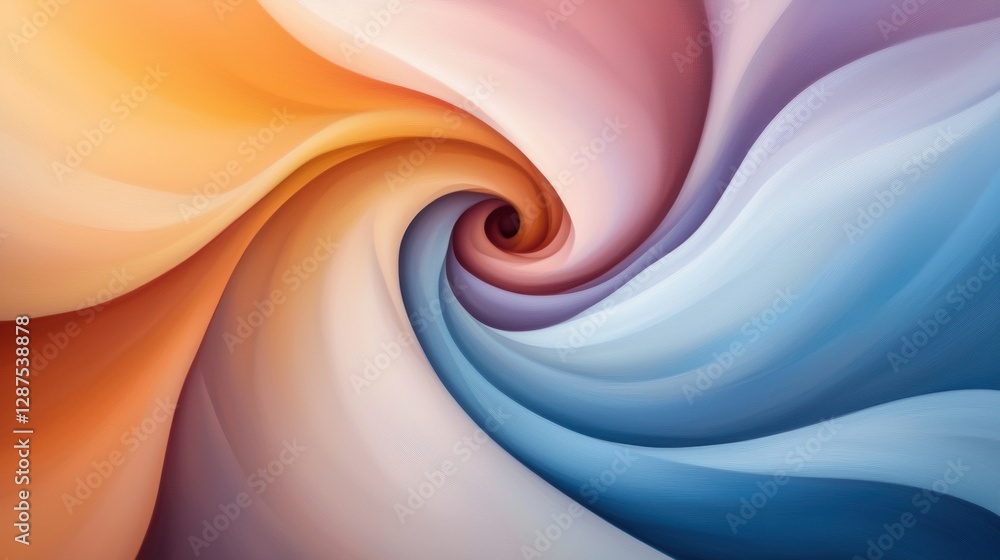 Poster a vibrant swirl of colors blending harmoniously, creating a soothing visual flow that captivates the