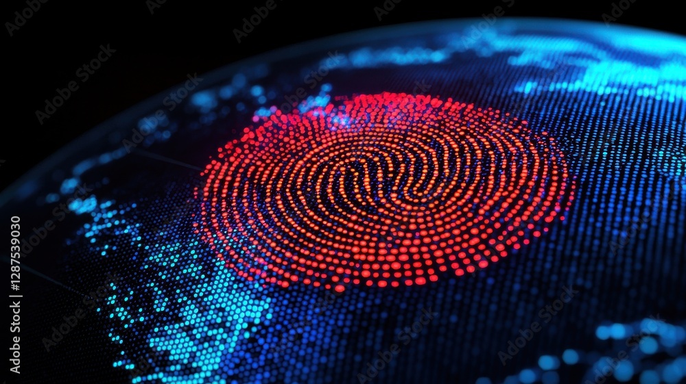 Poster exploring digital fingerprints and global data patterns virtual environment infographic abstract con