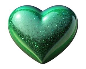 green glossy and glittery Valentine's Day symbol illustration, heart shape 3d effect. great for valentine's day design