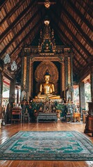 Obraz premium Golden Buddha in Thai Temple