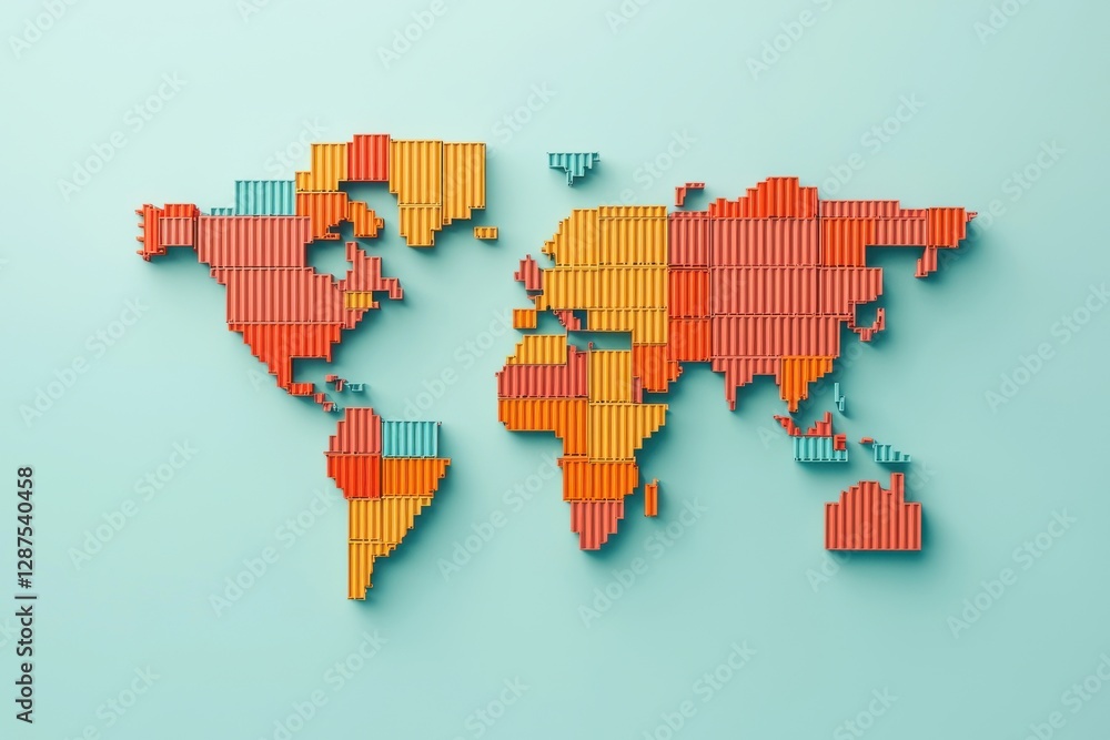 Poster dynamic global map design with colorful bars modern digital art concept minimalist background creati
