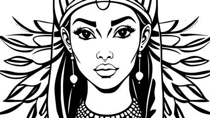 Illustration of stylized Cleopatra portrait	