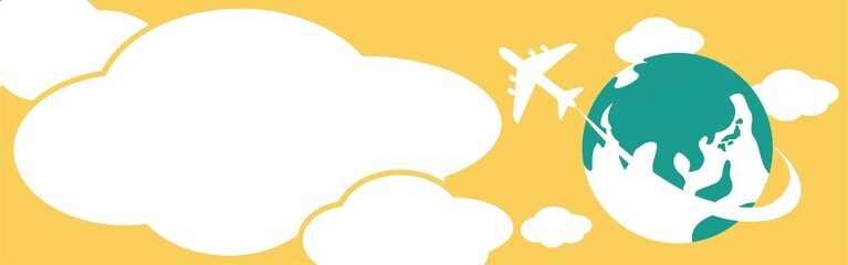 バナー　地球　飛行機　トラベル　雲　フレーム　吹き出し　コピースペース　背景　デザイン　素材