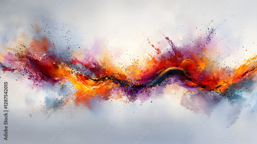 Poster abstract background featuring colorful splashes and paint textures for creative design projects