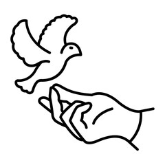 the dove flies into the hand