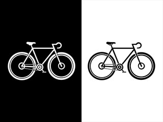 Fototapeta premium Two Simple Line Art Bicycle Icons in Black and White