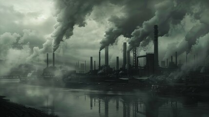 Obraz premium Smoke is coming from the pipes of the plant 