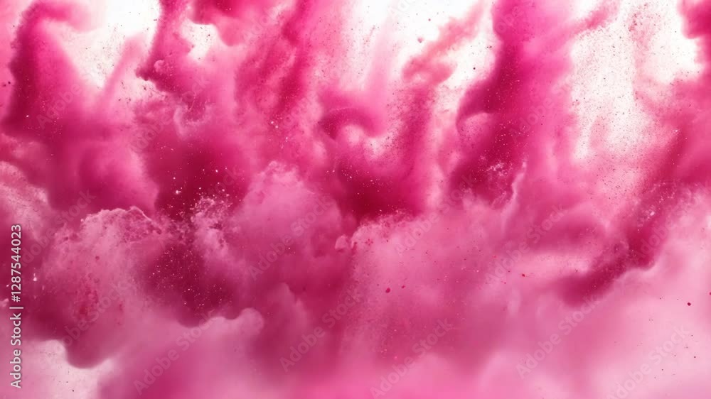 Poster vibrant pink abstract cloud formation creating a dynamic visual effect in a bright setting