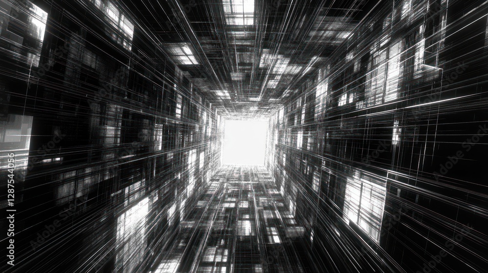 Aufkleber abstract tunnel of light with dynamic lines and depth