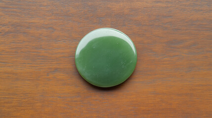 Serene Jade Amulet: A circular, polished jade amulet, radiating a vibrant green hue, sits on a...