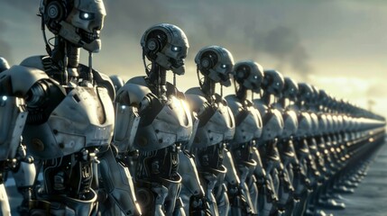 Fototapeta premium The battle of the cyborg army of the future