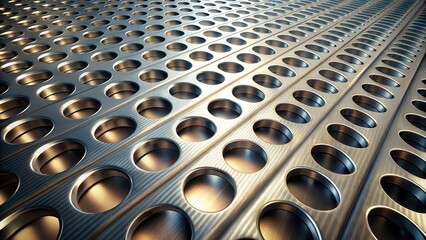 Obraz premium Abstract Metallic Surface with Regularly Spaced Perforations Exhibiting a Textured, Industrial Aesthetic