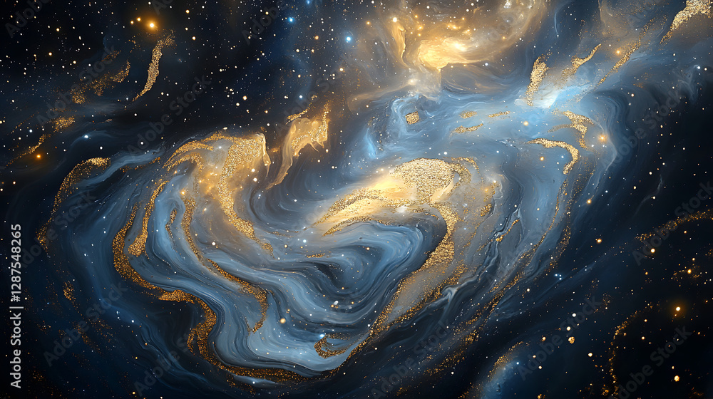 Poster a vibrant and expansive view of a colorful galaxy filled with stars and cosmic elements in deep spac