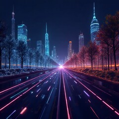 Fototapeta premium Neon Colorful Futuristic City