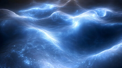Abstract Glowing Blue Particle Waves