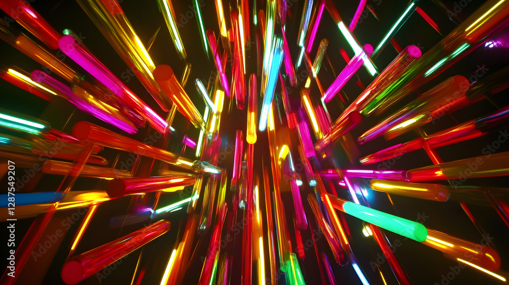 Poster colorful abstract background featuring numerous vibrant colored lines creating a dynamic visual patt