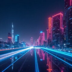 Obraz premium Neon Colorful Futuristic City