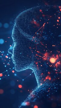 Abstract profile of a woman with digital connections