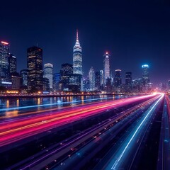 Obraz premium Neon Colorful Futuristic City