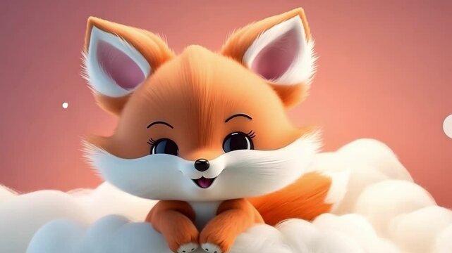 red fox cub on white background