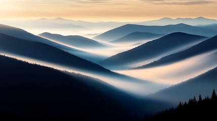 Obraz premium Misty Mountain Sunrise Panorama