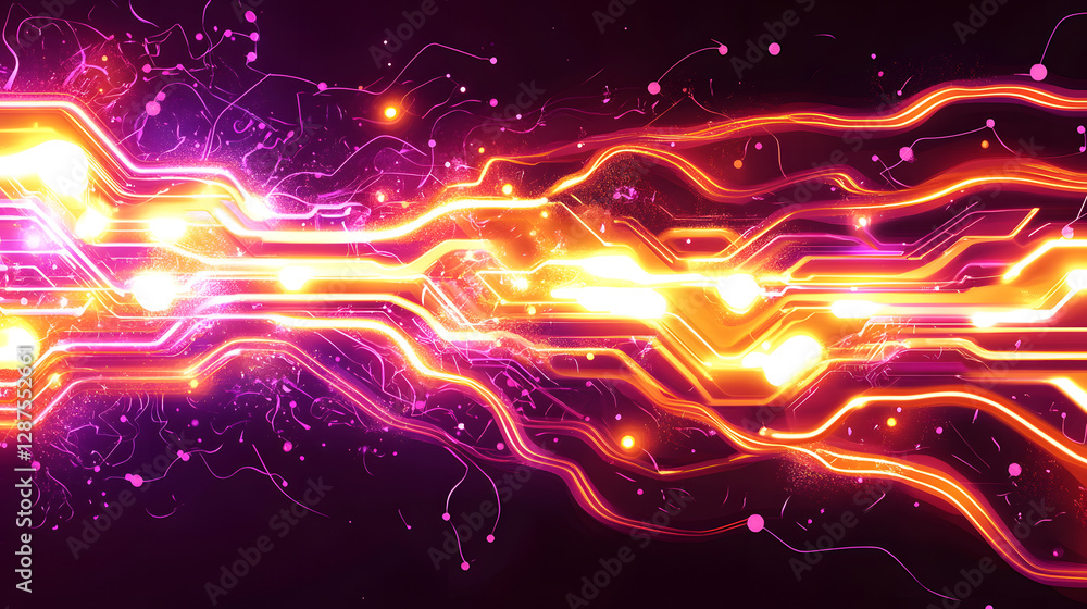 Poster bright neon background with abstract geometric pattern in vibrant colors for modern design and creat