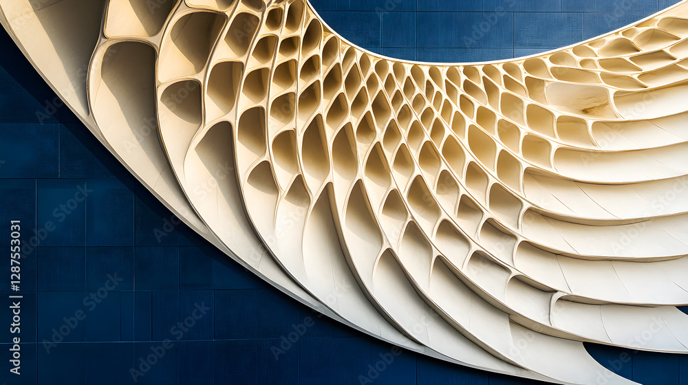 Poster large white wing displayed against a neutral background showcasing intricate feather patterns and te