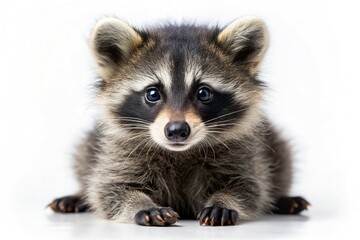 Obraz premium Adorable Black Raccoon on White - Perfect for Prints & Pet Shops