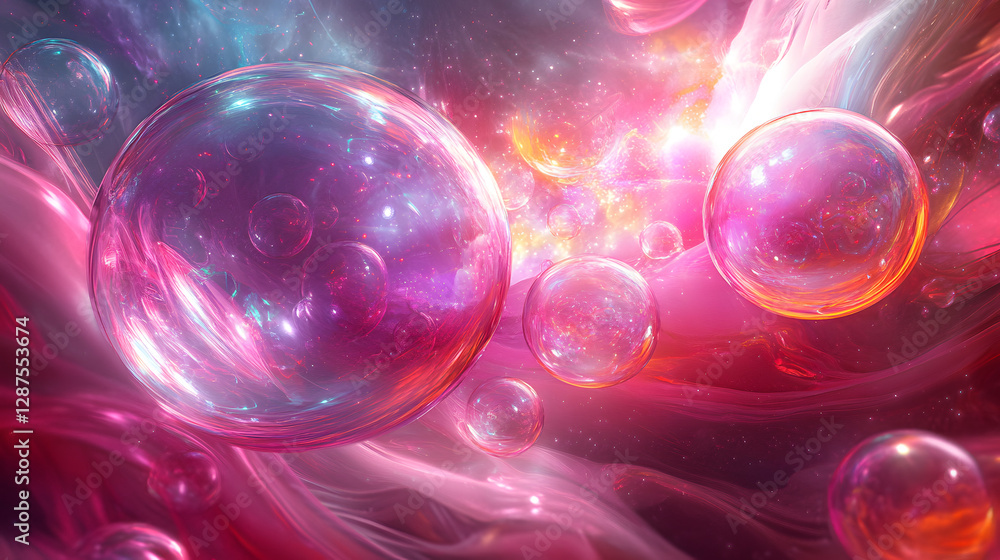 Poster colorful abstract background featuring floating bubbles and vibrant colors in a visually striking de