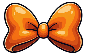 Cute Orange Bow Art Nouveau Vector: Simple and Bold Design, Ideal for Digital Illustrations, Graphic Design and Modern Art Projects - High Definition on White!

