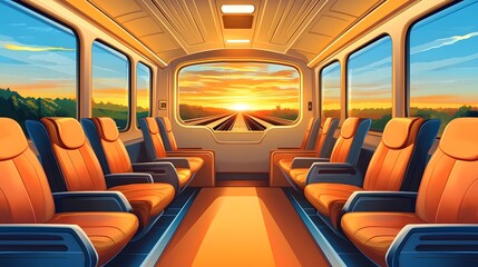 Fototapeta premium Nostalgic light and shadow inside vintage train carriages