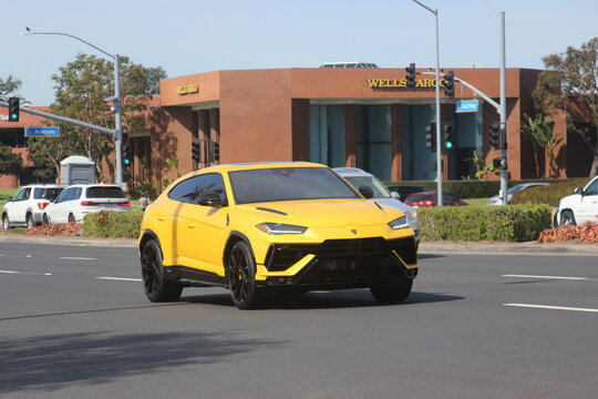 Yellow lamborghini urus luxury suv