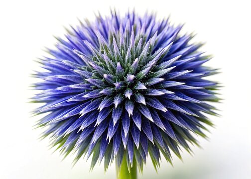 Close-up of Globe Thistle Flower, Isolated Echinops Plant, Detailed Texture,  Botanical Photography, Nature Stock Image