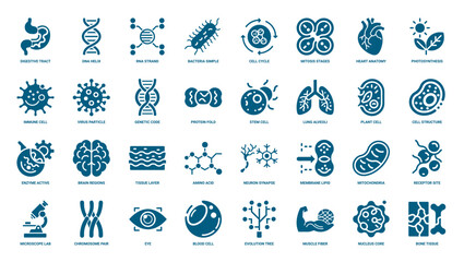 biology science icons, membrane life microscope layer