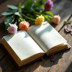 open book with flowers