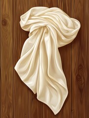 Fine cloth laid flat on a wooden background