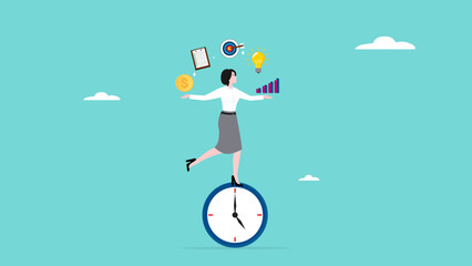 time management, multiple project handling concept vector illustration, professional businessman manage multiple project at the some time