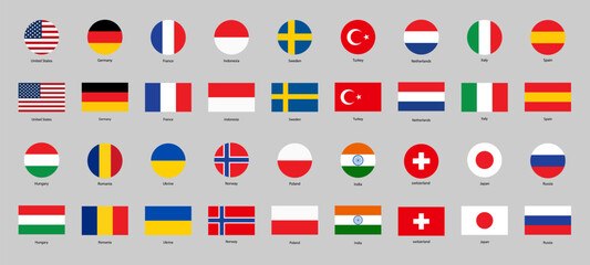Flags of the world. Collection of flags. World flags. Vector icons