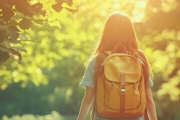 Back to School Background Back View of School Education of Students with Bag Pack After Vacation