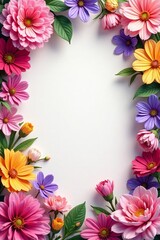 Fototapeta premium Vibrant multicolored floral backdrop with pink, purple, and yellow flowers, pink, background, floral