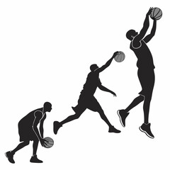 Silhouette Collection of Basketball Players in Motion
