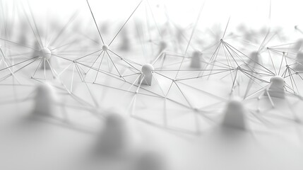 A wireframe business growth model blueprint, isolating disruptive technology trends in white