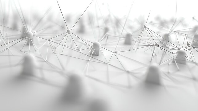 A wireframe business growth model blueprint, isolating disruptive technology trends in white