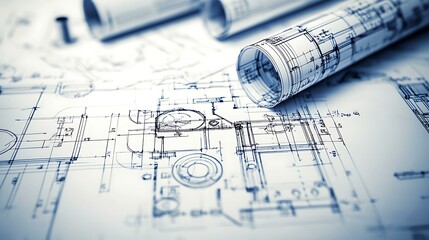 A close-up of blueprint sketches transforming into a 3D animated financial graph