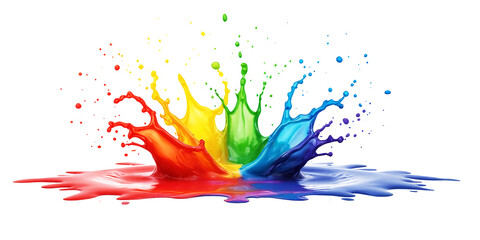 colorful splashes in water isolated on white background