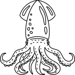 Squid Raw Food Seafood Outline Hand-drawn icon