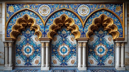 Obraz premium Ornate tiled arches, decorative wall