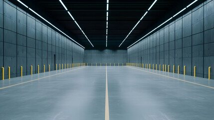 Empty Modern Concrete Parking Garage Interior