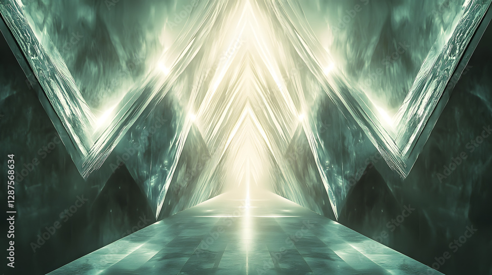 Poster dark tunnel with light at the end creating a sense of depth and perspective